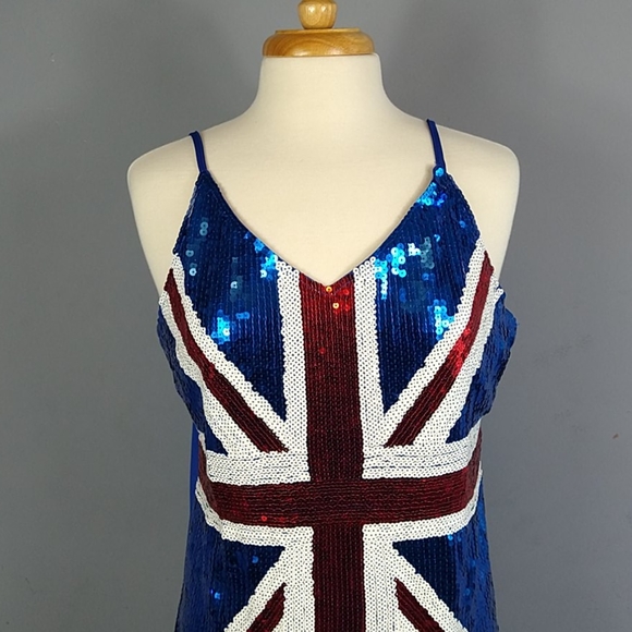 Union Jack Sequin Charades costume dress defect XL - Picture 2 of 7
